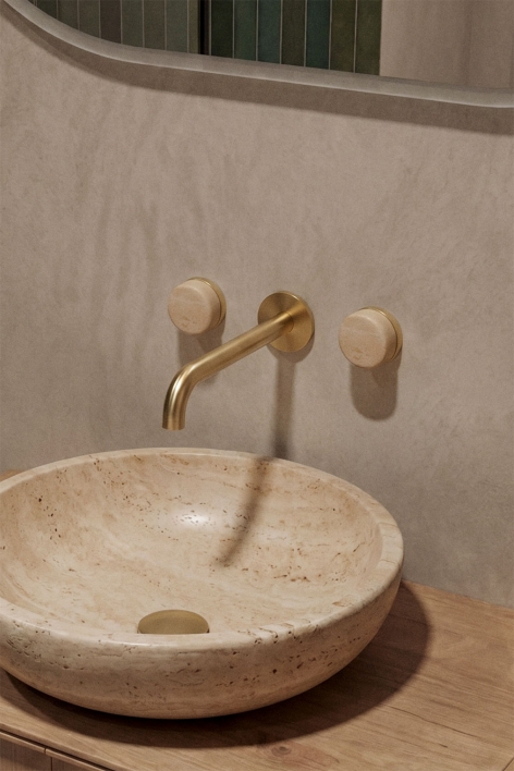 Gilstoin built-in basin mixer in brass and natural stone - Brushed Gold