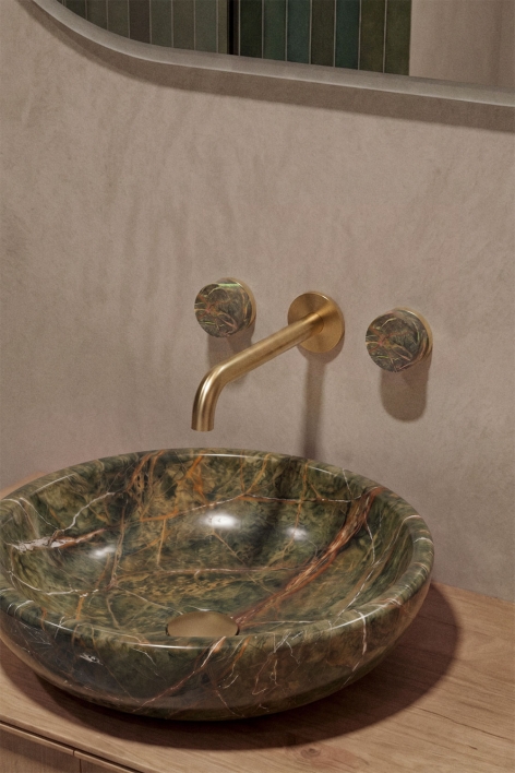 Gilstoin built-in basin mixer in brass and natural stone