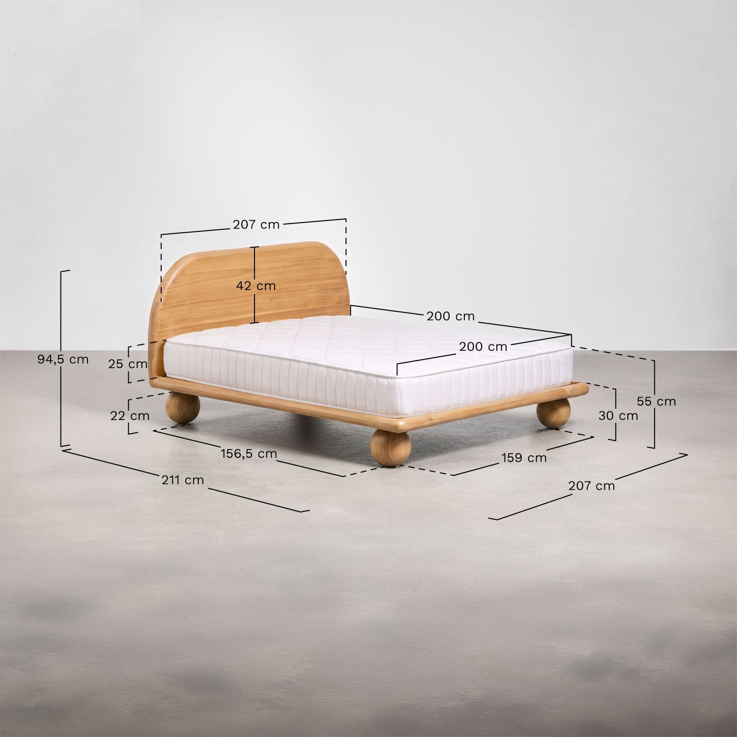 Bicheno mango wood bed, MEASURES