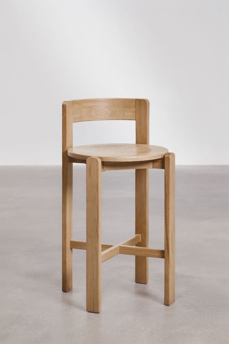 Pack of 2 high stools in Noreli oak wood - Brown Oak