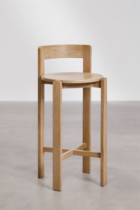 Pack of 2 high stools in Noreli oak wood - Brown Oak