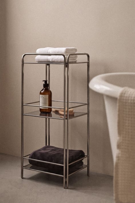 Idunai 30x80 cm bathroom shelf in stainless steel and glass