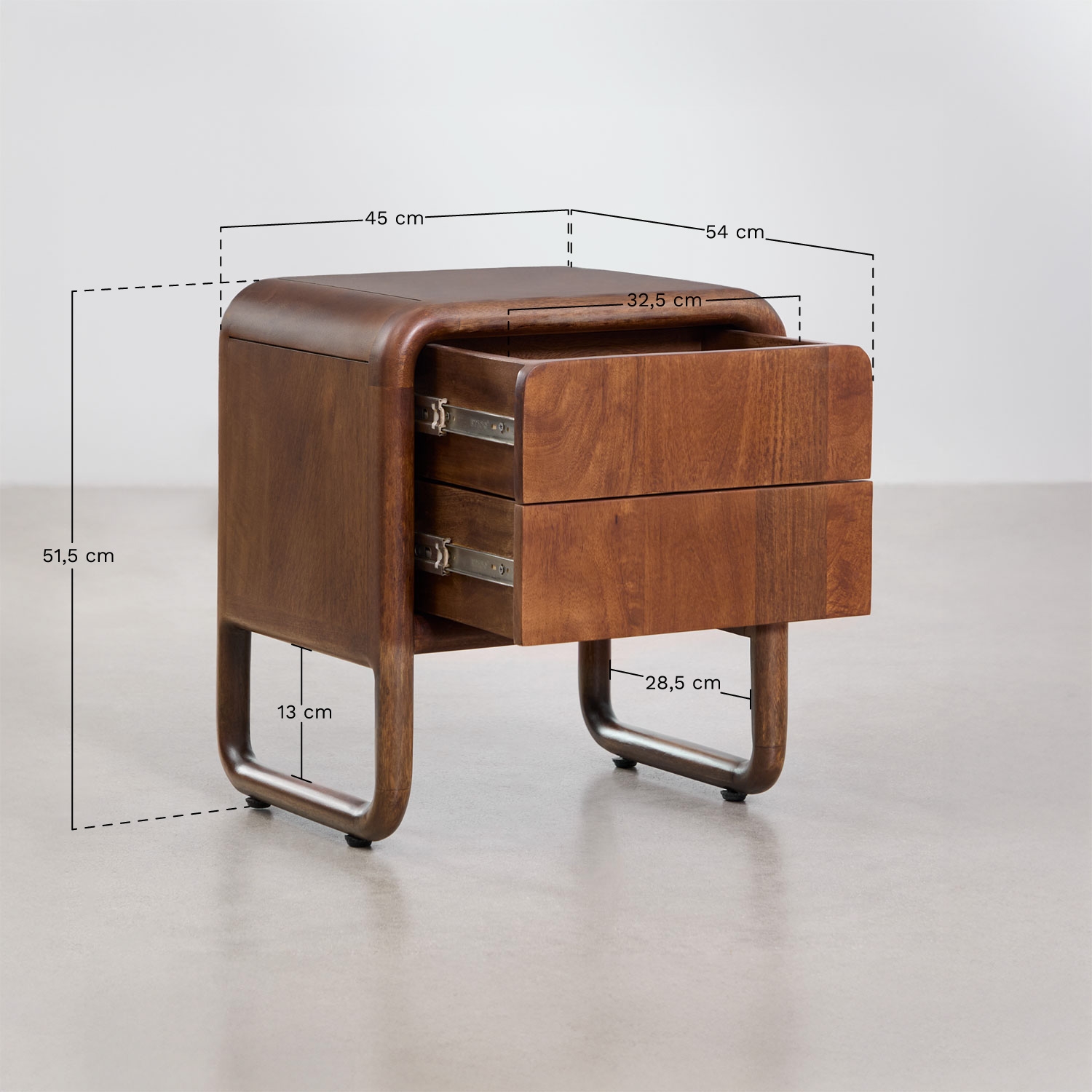 Maupaul 45x35 cm mango wood nightstand, MEASURES