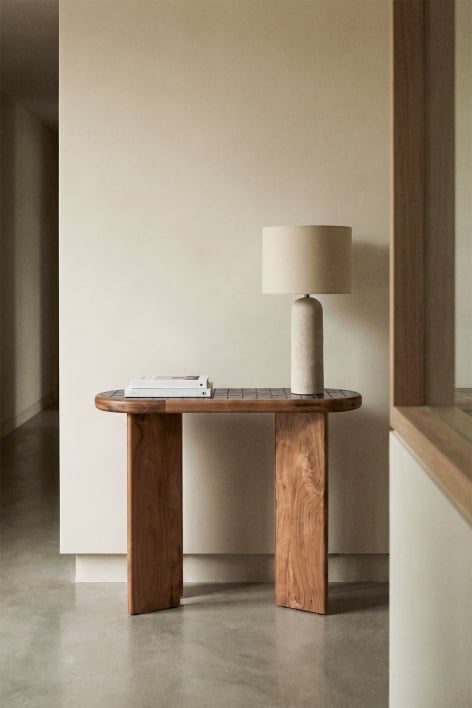 Aitana 100x40 cm hallway console table in tiles and acacia wood