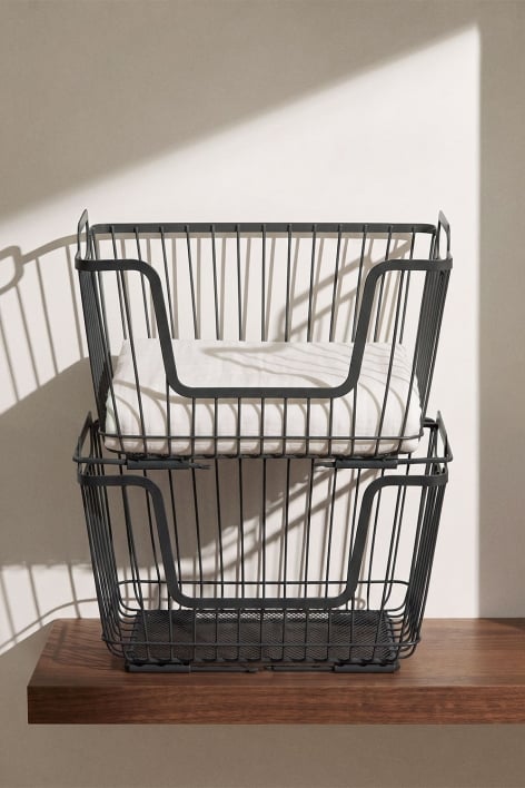 Pack of 2 Izarne iron storage baskets