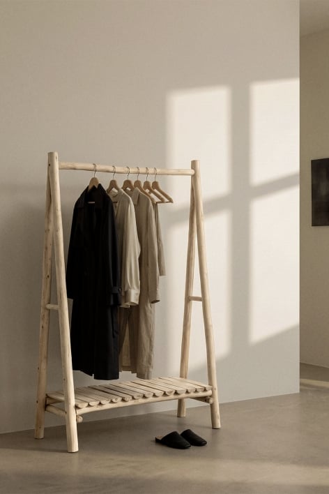 Fadyla teak wood coat rack