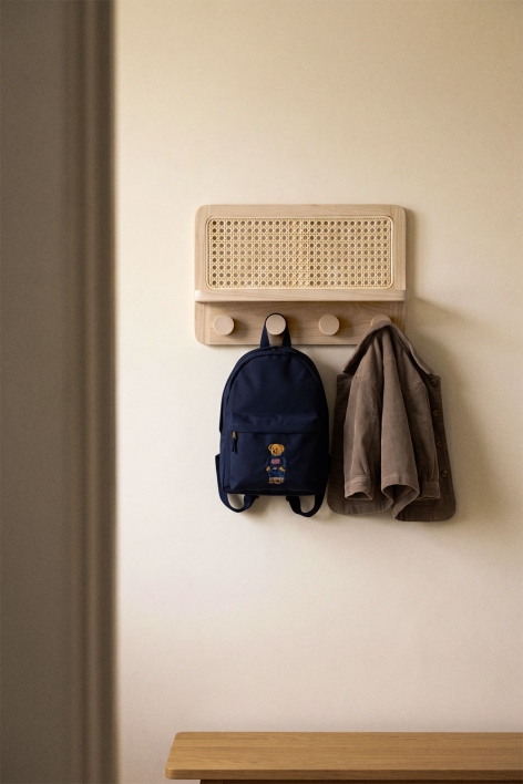 Riley rattan wall coat rack with shelf