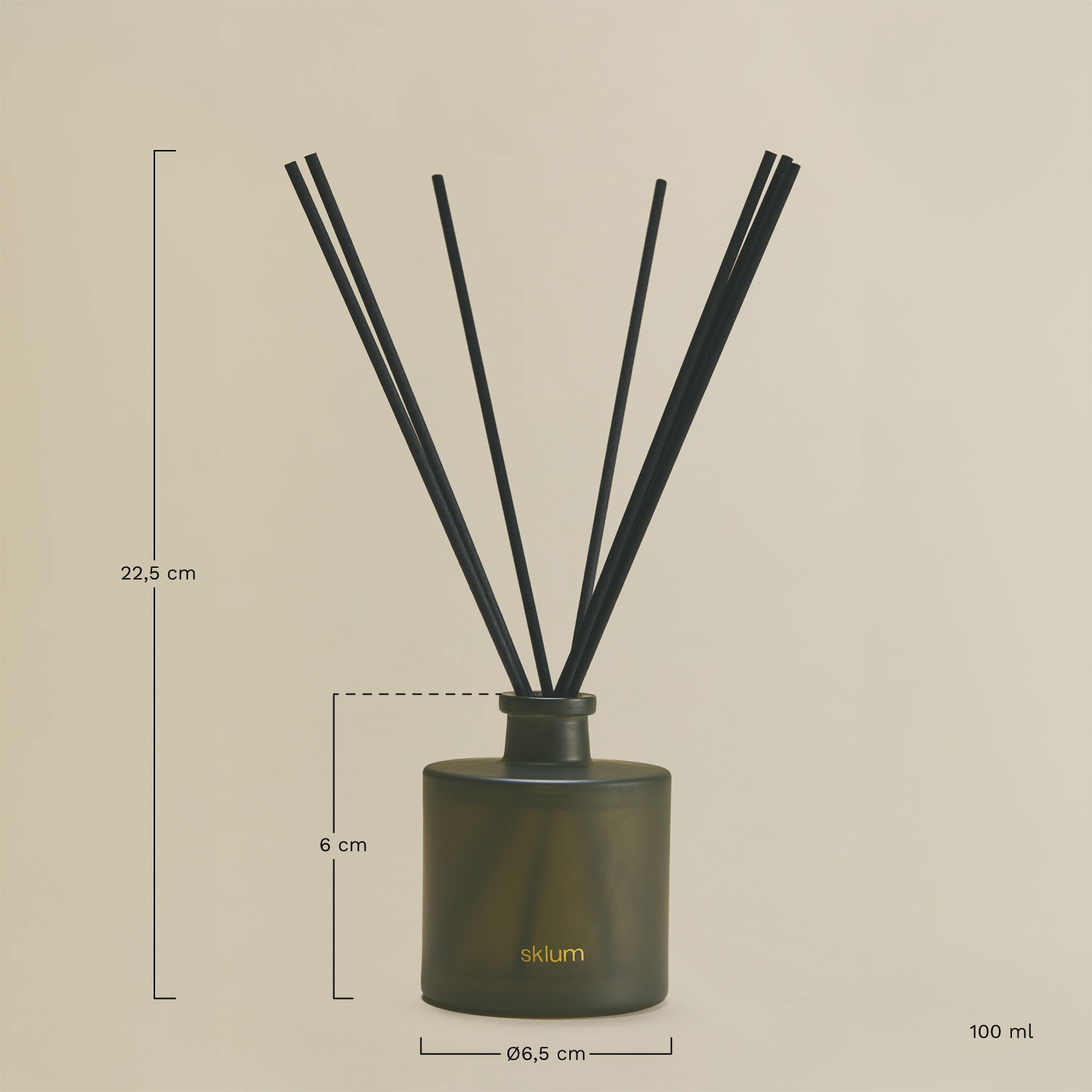 Wild Basil 100 ml Reed Diffuser in Glass, MEASURES