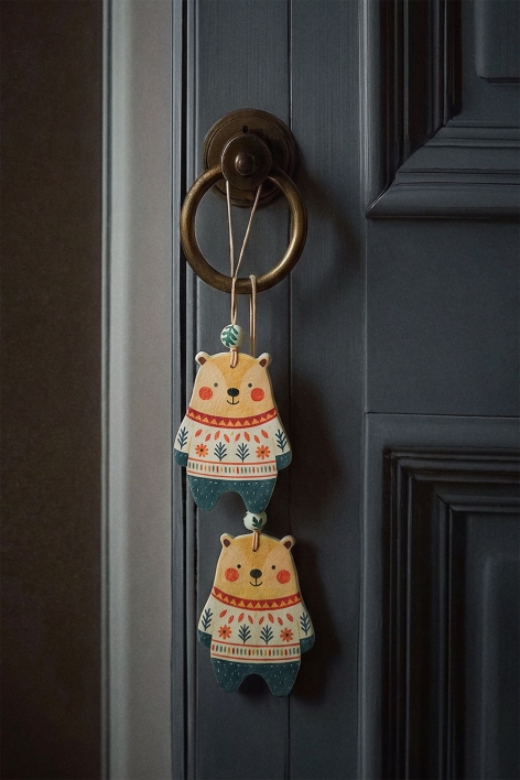 Pack of 3 Maunel papier-mâché Christmas ornaments