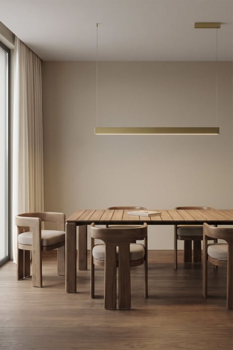 LED 120 cm linear pendant ceiling lamp with indirect light in aluminum Maulenis