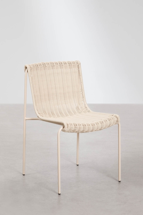 Revia synthetic rattan and steel dining chair