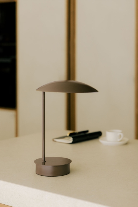 Wireless LED table lamp in iron Prismela