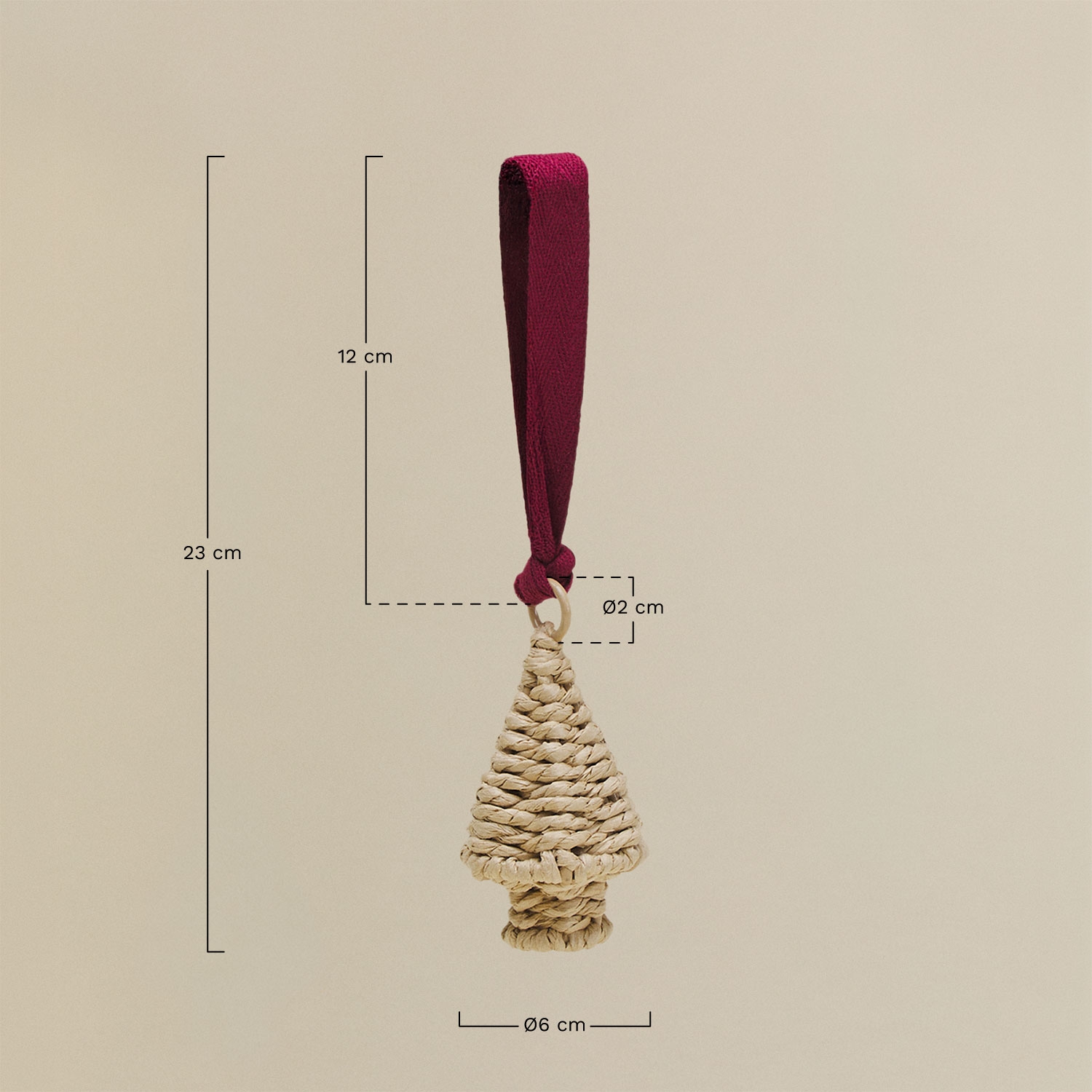 Kasven braided rope Christmas ornament pack of 3, MEASURES