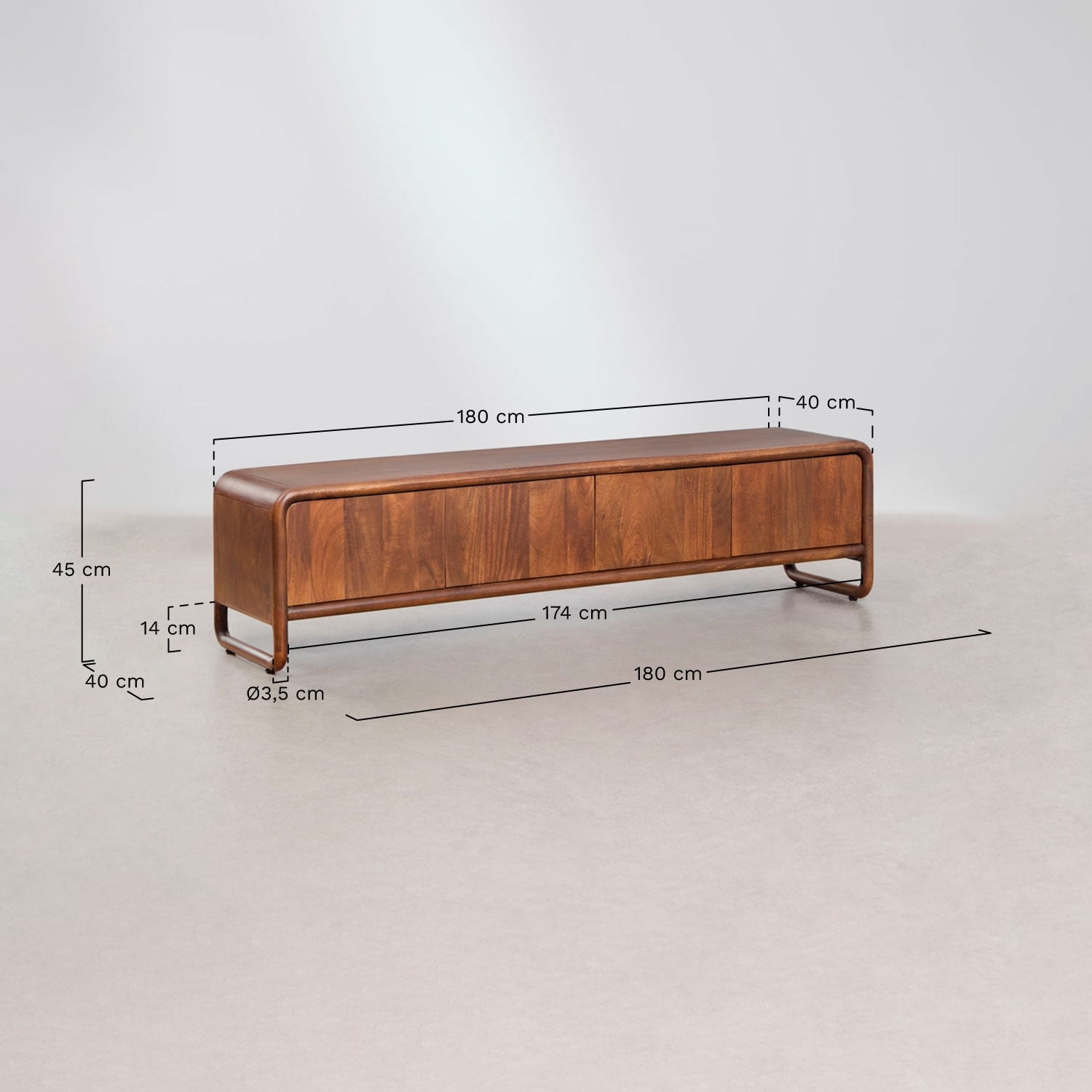 Maupaul mango wood TV cabinet, MEASURES