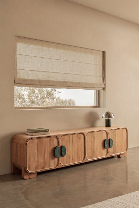 Kivalina TV cabinet in mango wood and natural stone