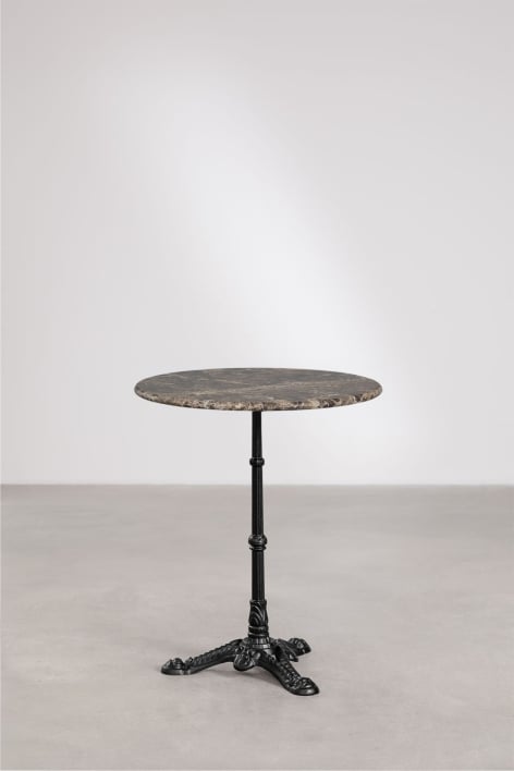 Round bar table Ø60cm in Azteca natural stone - Emperador Brown Marble - Black