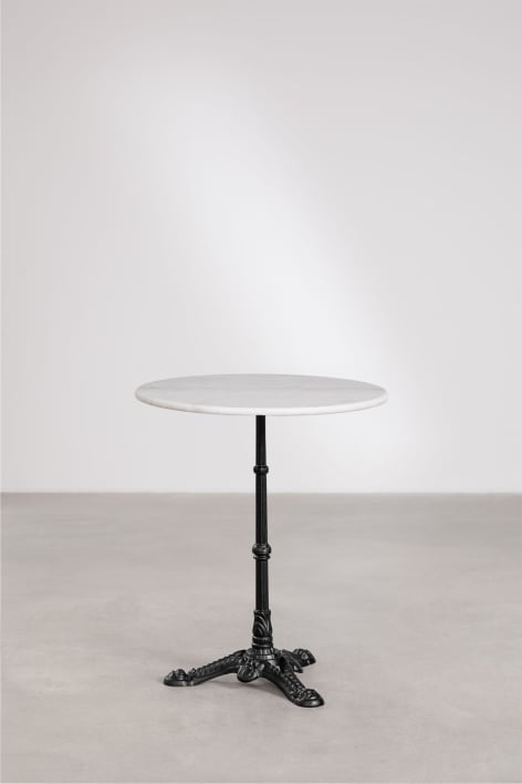 Round bar table Ø60cm in Azteca natural stone - Guangxi White Marble - Black