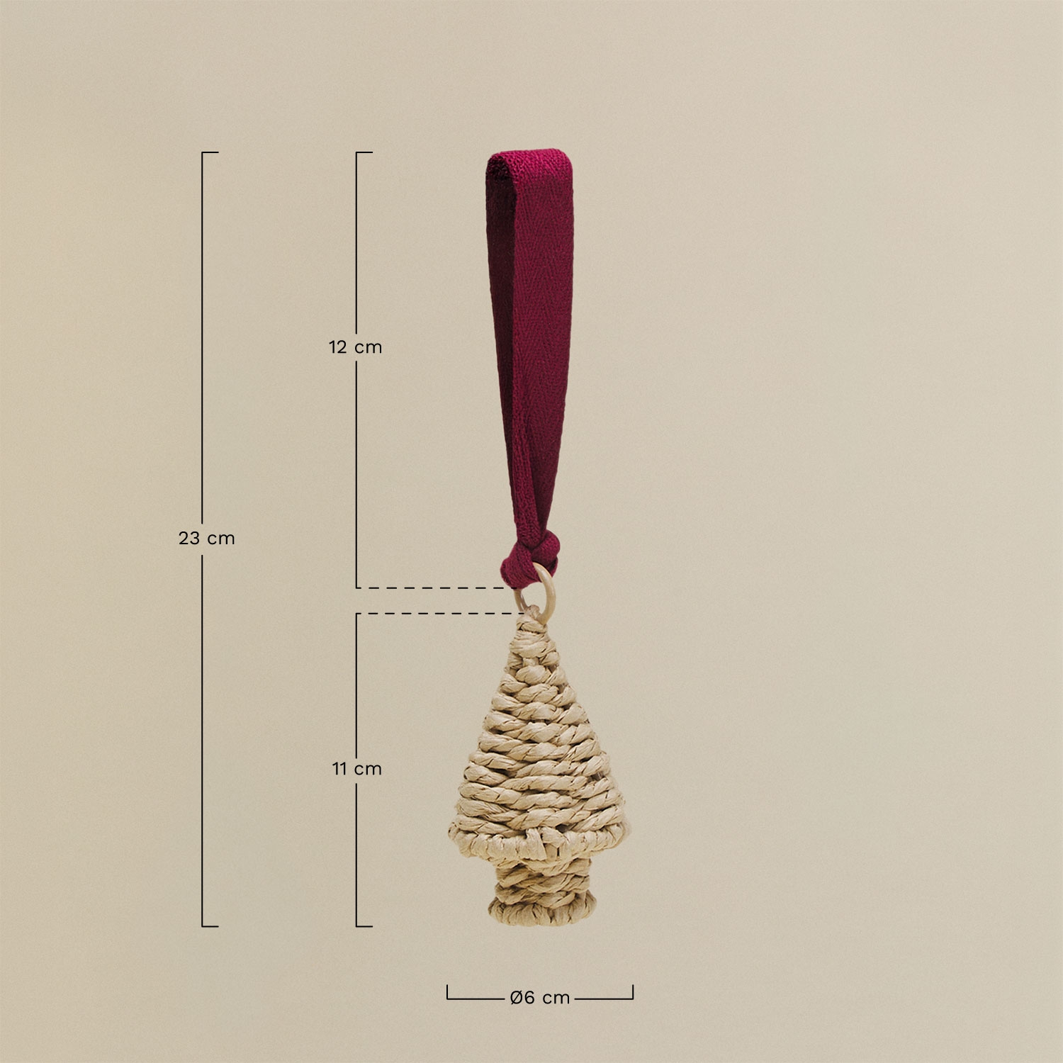 Kasven braided rope Christmas ornament pack of 3, MEASURES