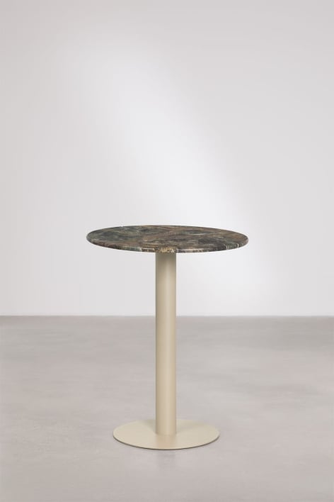 Xiren round natural stone bar table - Green Marble Forest