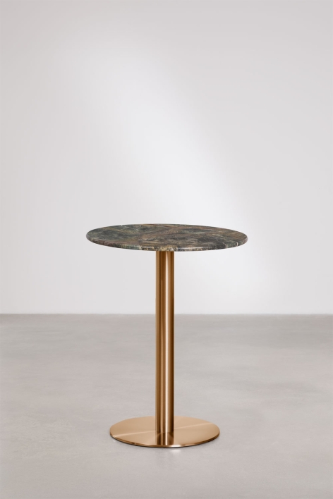 Xiren round natural stone bar table - Green Marble Forest