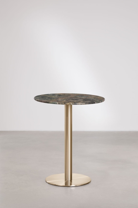 Xiren round natural stone bar table - Green Marble Forest