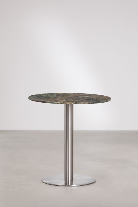 Xiren round natural stone bar table - Green Marble Forest