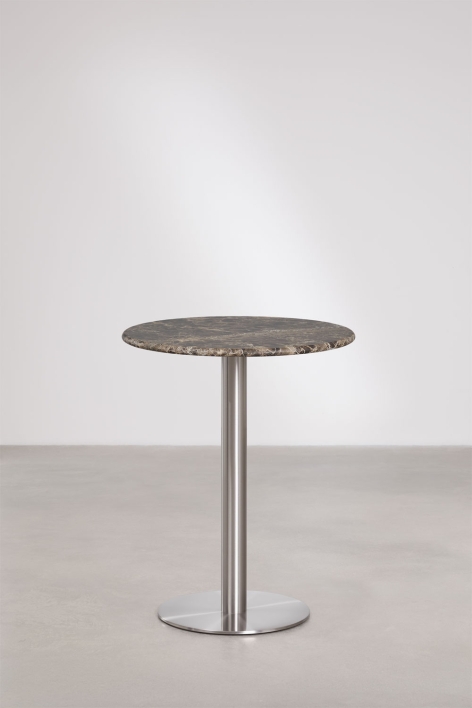 Xiren round natural stone bar table - Brown Marble Emperador