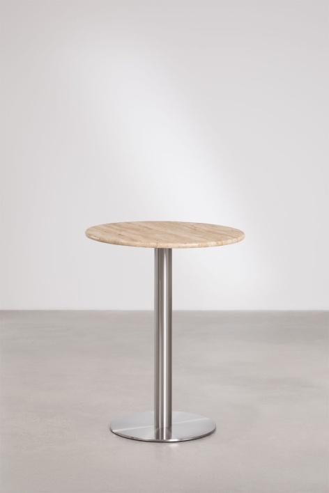 Xiren round natural stone bar table - Travertine