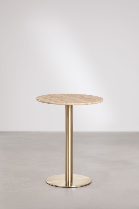 Xiren round natural stone bar table - Travertine