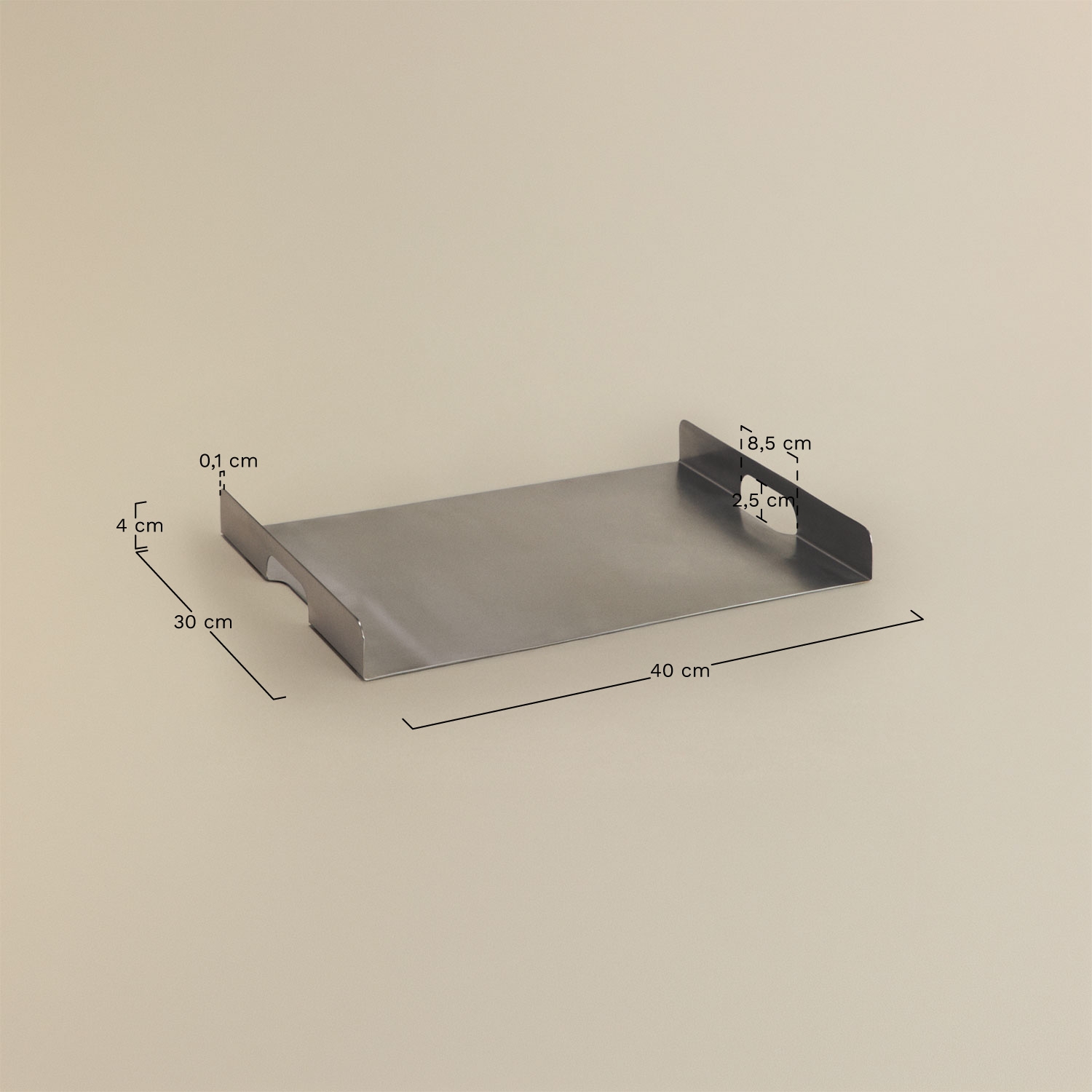 Set of 2 decorative trays in stainless steel Tobsy, MEASURES