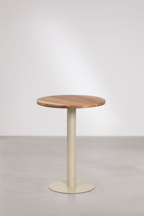 Round acacia wood Xiren bar table - Acacia Wood - Tapioca Beige