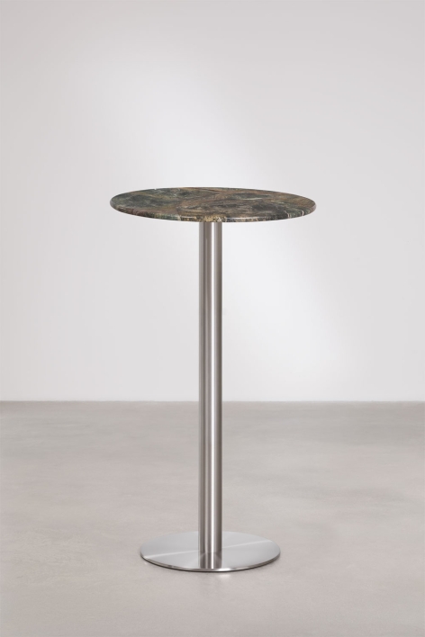 Round high bar table Ø60 cm in natural stone Xiren - Green Marble Forest