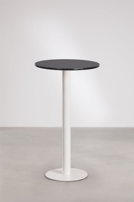 Round high bar table Ø60 cm in natural stone Xiren - Nero Marquina Marble - Glacial White