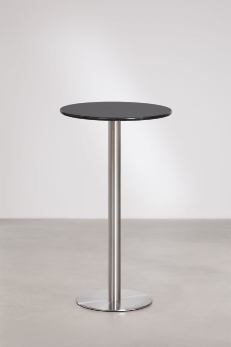 Round high bar table Ø60 cm in natural stone Xiren - Nero Marquina Marble