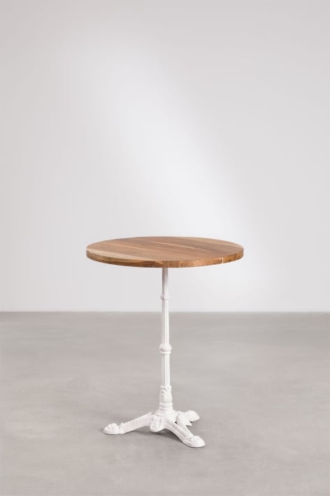 Azteca acacia wood round bar table - Acacia Wood - Glacial White