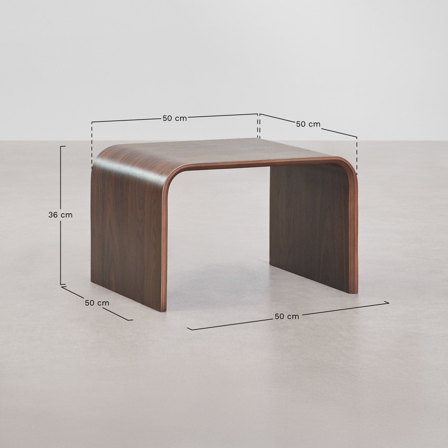 Rectangular nesting side tables in MDF and Namibia veneer, MEASURES