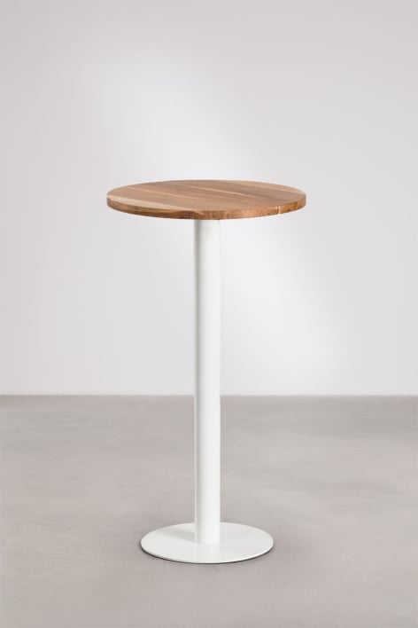Xiren round high bar table Ø60 cm in acacia wood - Acacia Wood - White