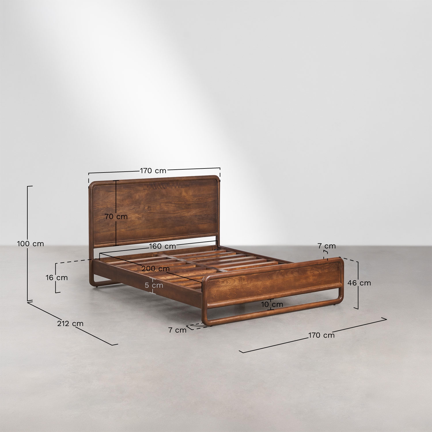 Maupaul mango wood bed, MEASURES