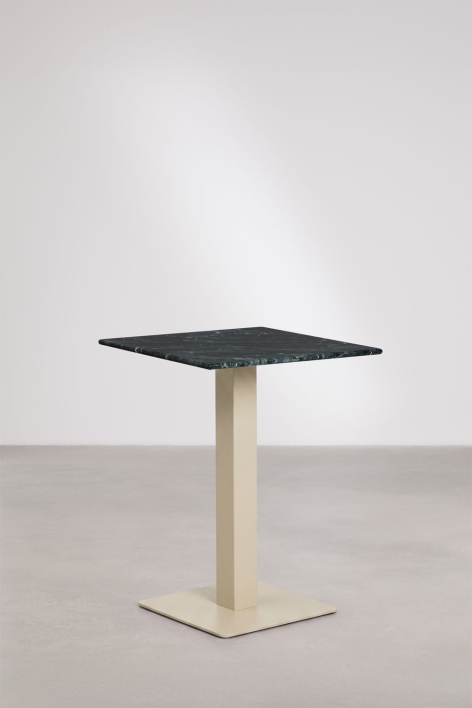 Square bar table in Livanto natural stone - Big Flower Green Marble - Tapioca Beige
