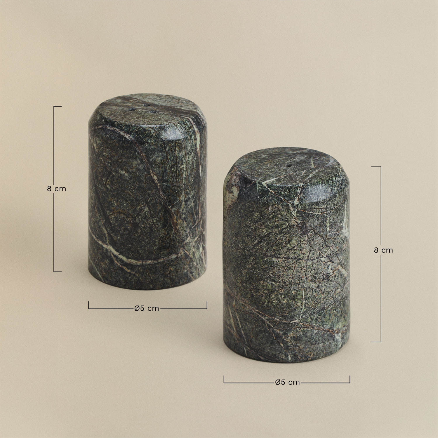 Qavouri natural stone salt and pepper shaker, MEASURES
