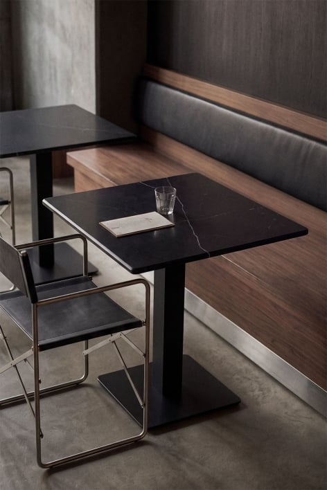 Square bar table in Livanto natural stone - Nero Marquina Marble - Black