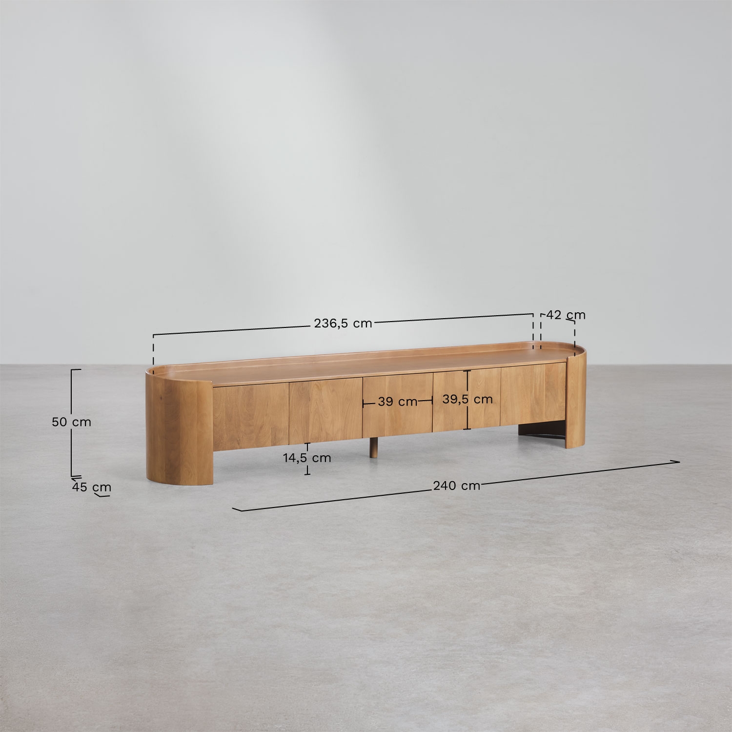 Sidney mango wood TV cabinet, MEASURES