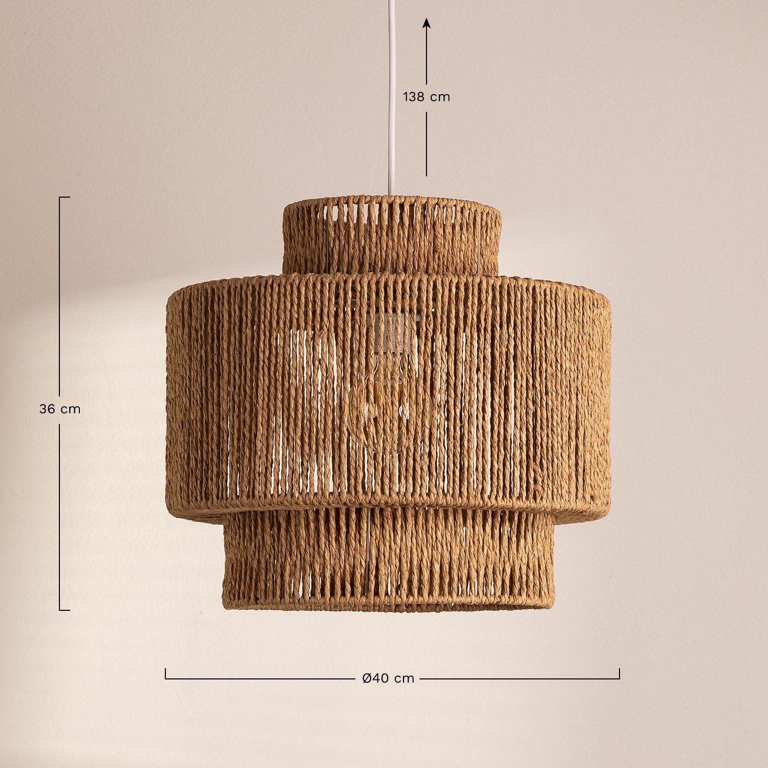 Kena Braided Paper Ceiling Lamp, MEASURES