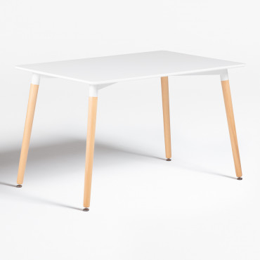 Rectangular Dining Table In Beech Wood And Mdf (120x80 Cm) Royal White - Sklum
