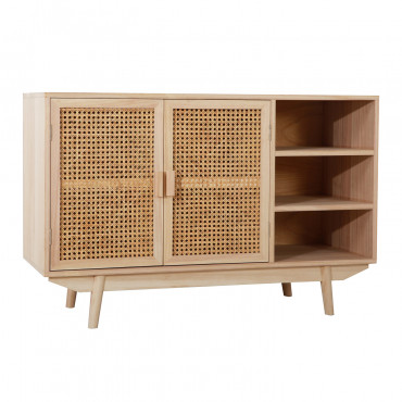 Wooden Sideboard With 2 Shelves Ralik Brown Natural Wood - Sklum