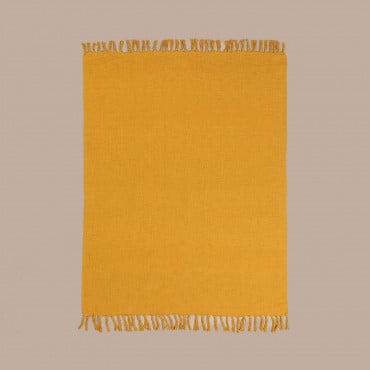 Plaid Cotton Blanket Fenna Mustard - Sklum