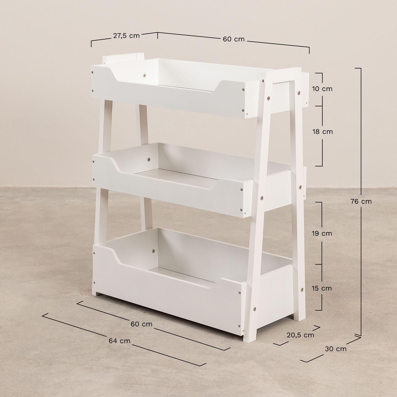 Wooden Toy Organizer Cabinet Rielle Kids, MEASURES