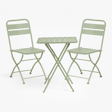 Janti Garden Table Set (60x60 Cm) And 2 Folding Chairs Iceberg - Sklum