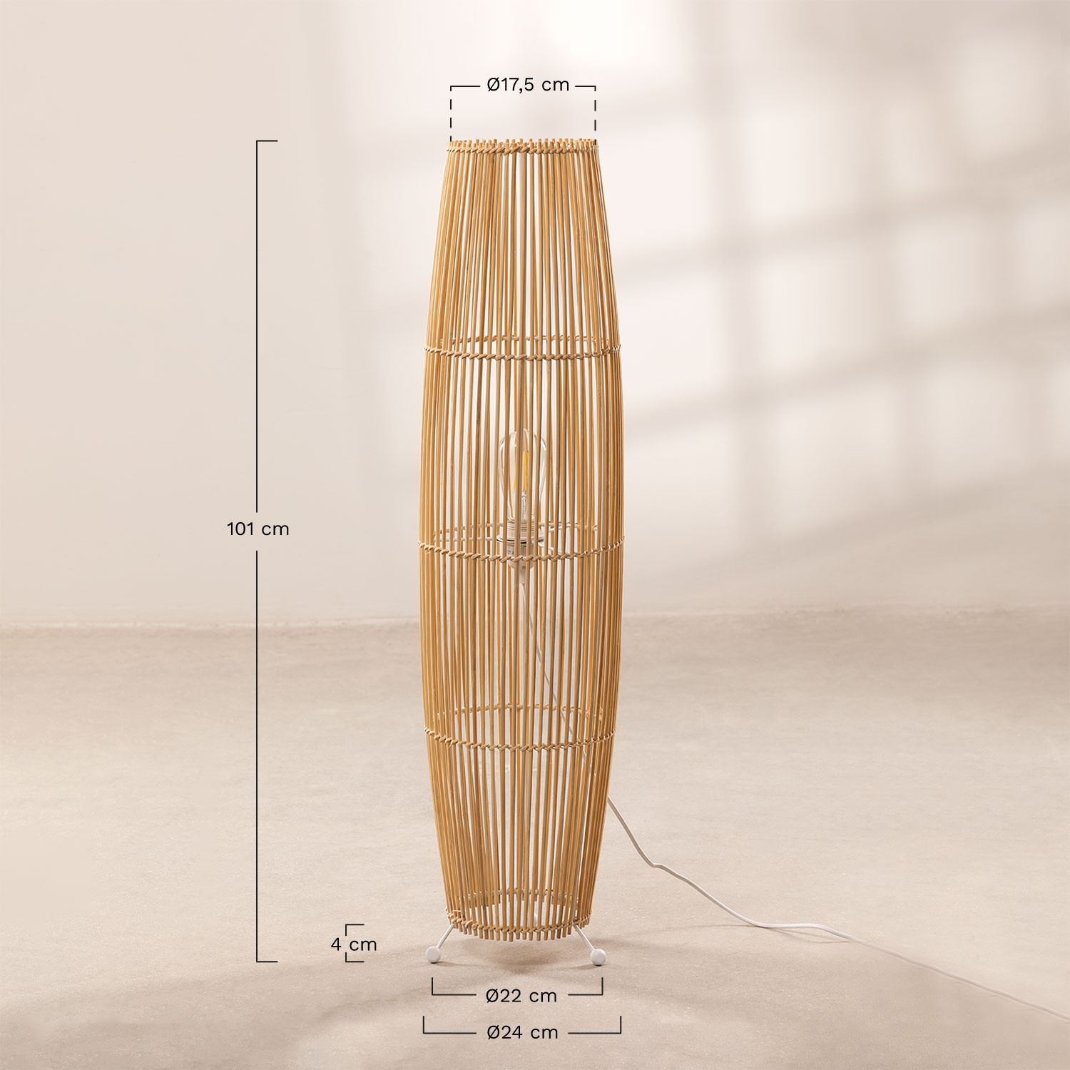 Bamboo Floor Lamp Khumo, MEASURES