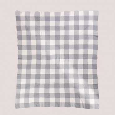 Kalai Cotton Plaid Blanket Vichy Print Grey - Sklum